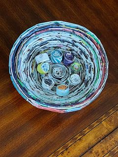 Bowl Made with recycle magazines paper